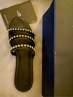 Coach F62596 Black BLK Slide Sandal Women’s Size 9.5 NIB